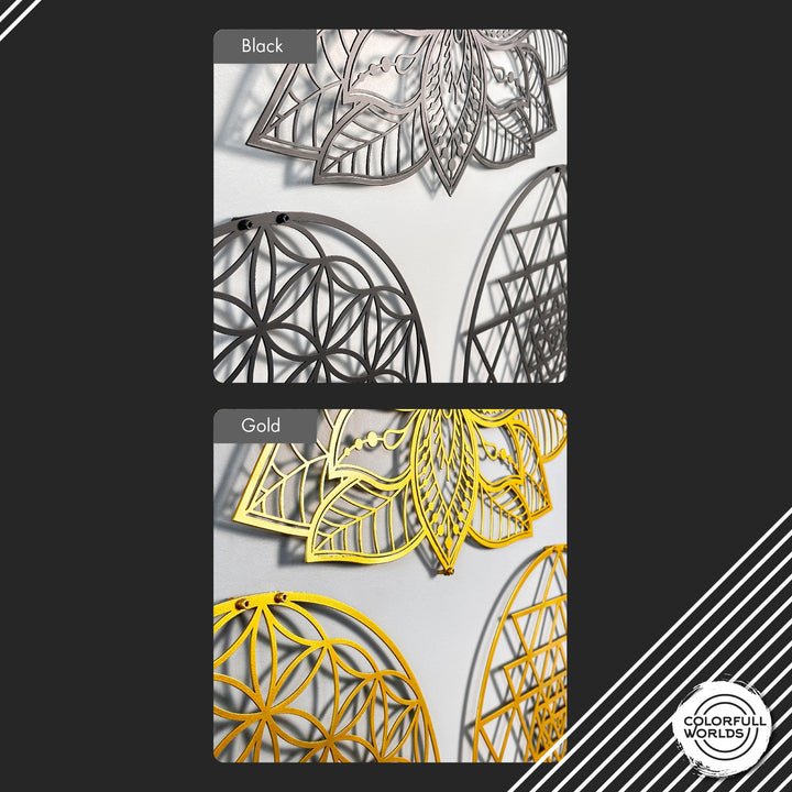 mandala-sri-yantra-flower-of-life-triple-set-wall-decors-creative-metal-art-for-homes-colorfullworlds
