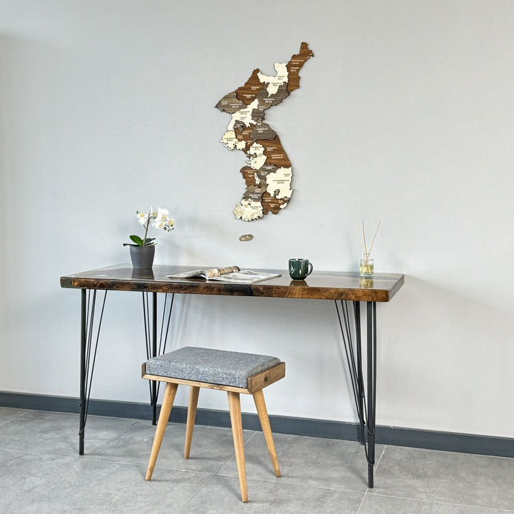 wooden-map-of-north-and-south-korea-3d-and-multicolor-office-wall-art-unique-piece-colorfullworlds