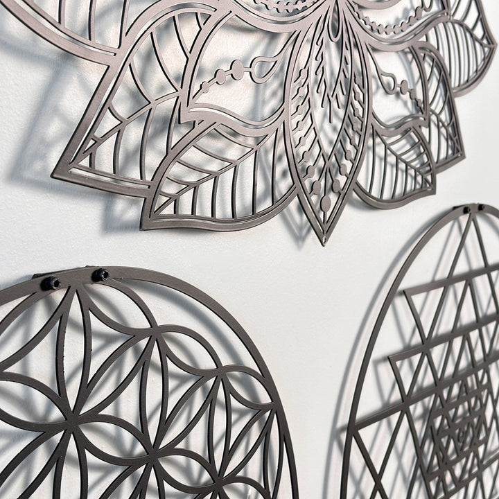 mandala-sri-yantra-flower-of-life-triple-set-wall-decors-metal-art-for-spiritual-homes-colorfullworlds
