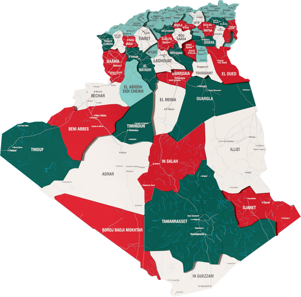 Algeria Wooden Wall Map - 3D UV Printed Wall Art — size shown to scale on a 4.2 metre wall
