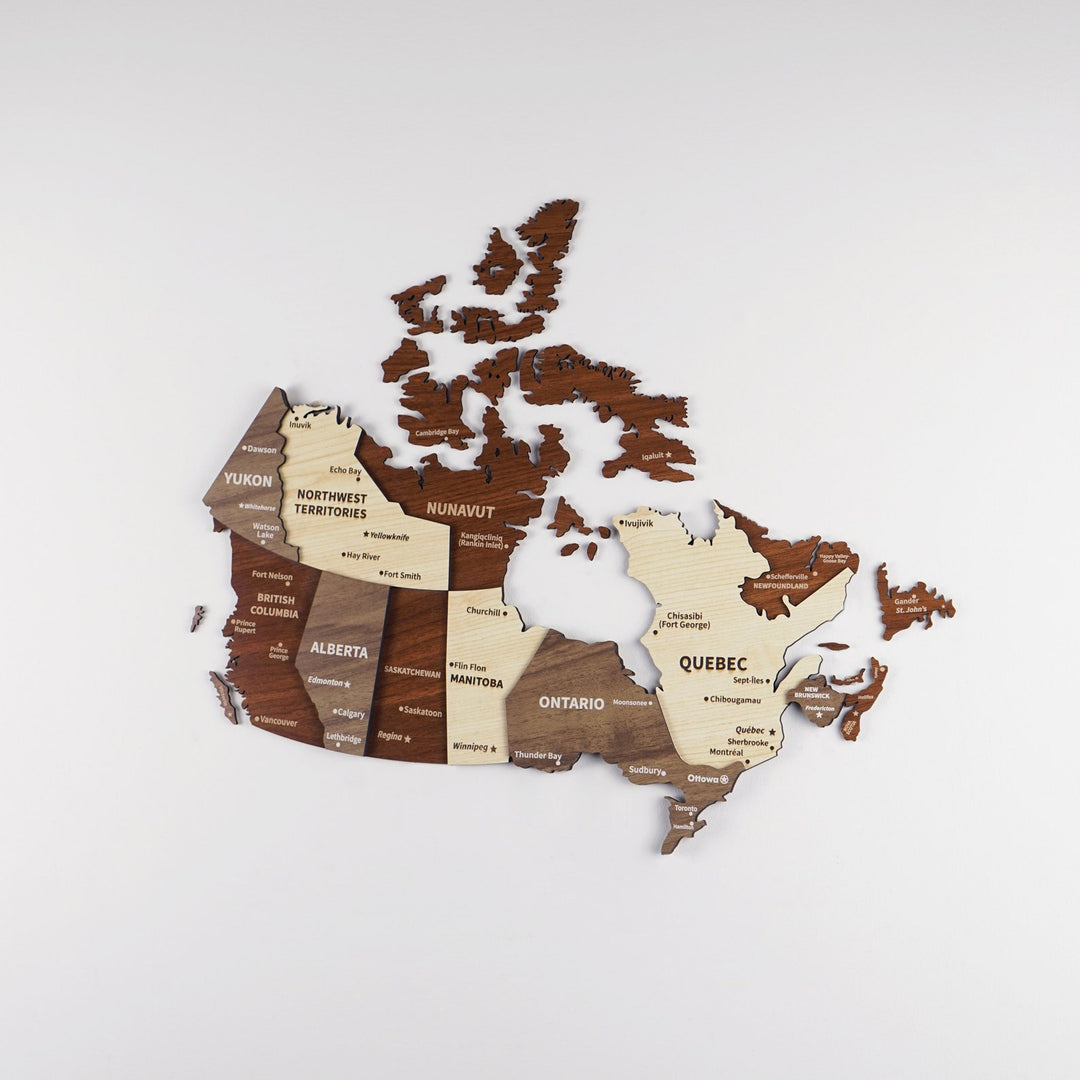 canada-map-country-map-light-brown-dark-brown-cream-3d-map-wall-decors-very-colorful-office-wood-decor-colorfullworlds