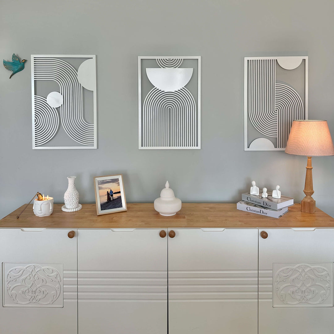 Mid Century Vertical Triple Set Metal Wall Decor