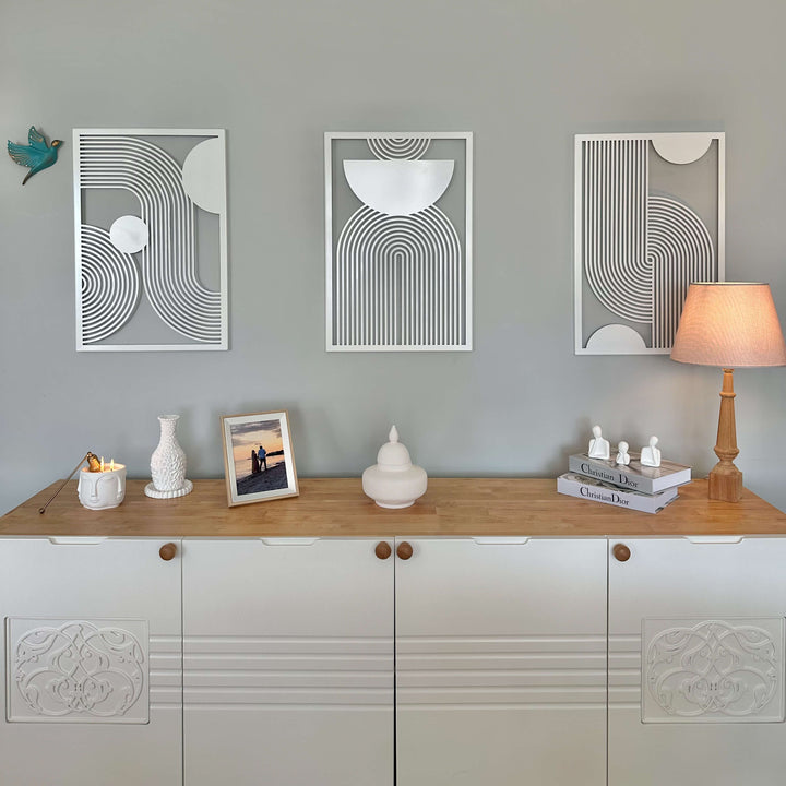 Mid Century Vertical Triple Set Metal Wall Decor