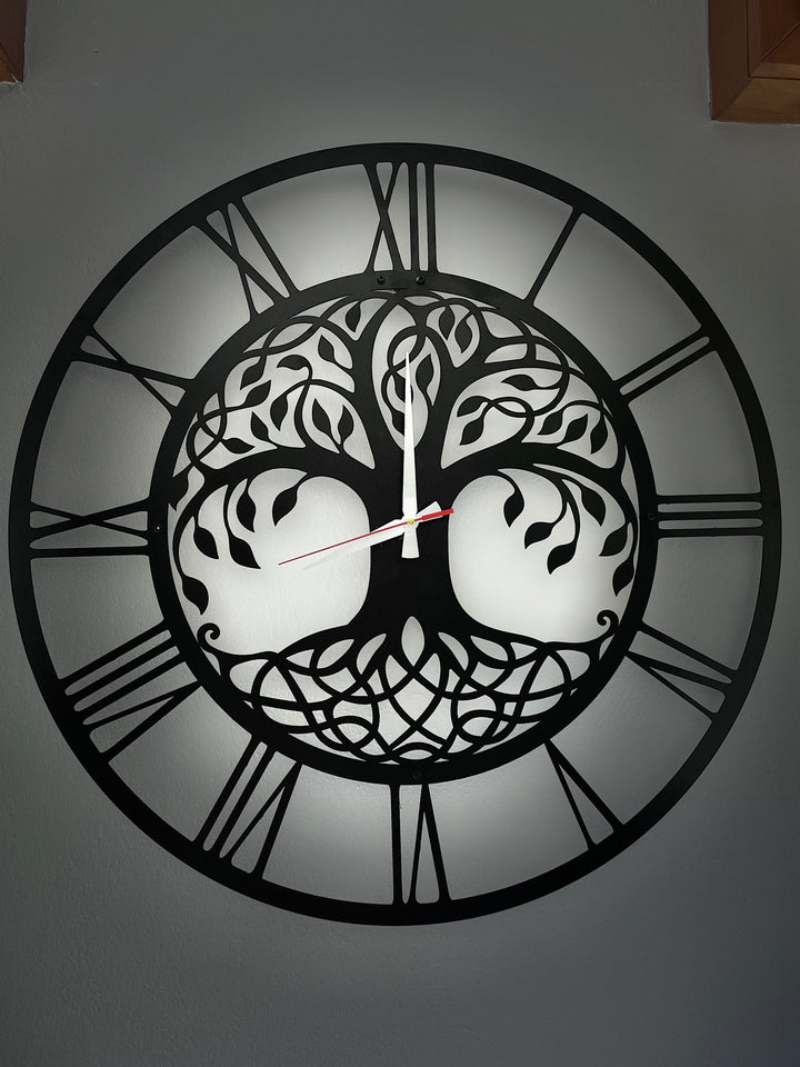 tree-of-life-wall-clock-metal-clock-wall-decor-black-finish-modern-wall-art-colorfullworlds