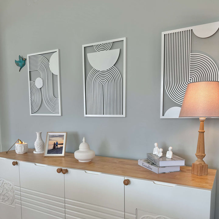 Mid Century Vertical Triple Set Metal Wall Decor