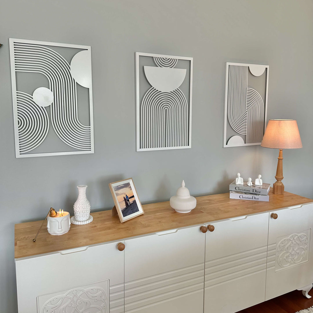 Mid Century Vertical Triple Set Metal Wall Decor