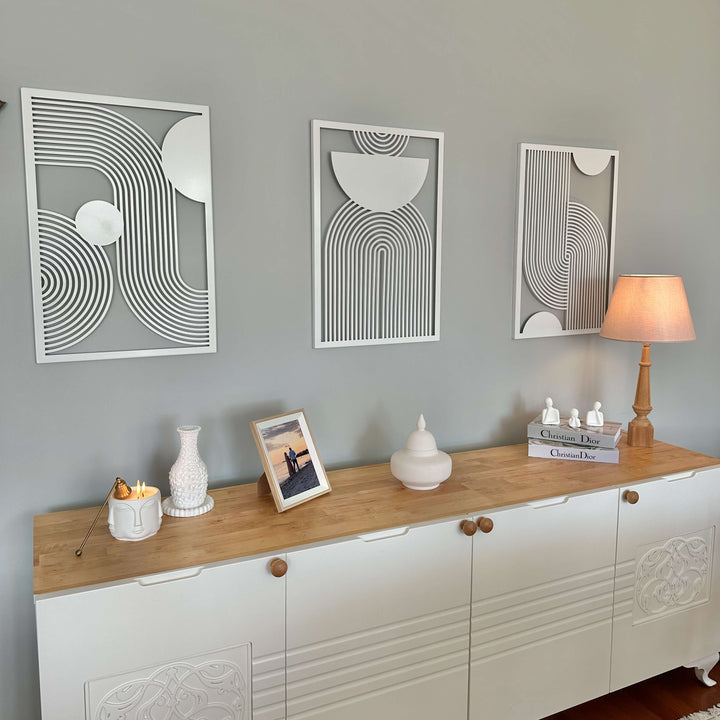 Mid Century Vertical Triple Set Metal Wall Decor