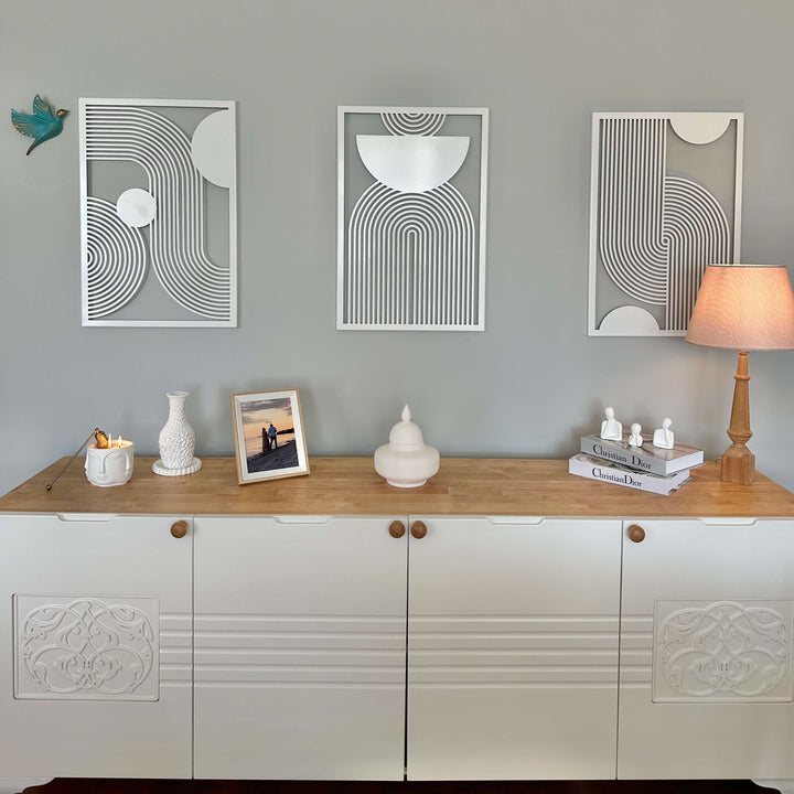 Mid Century Vertical Triple Set Metal Wall Decor
