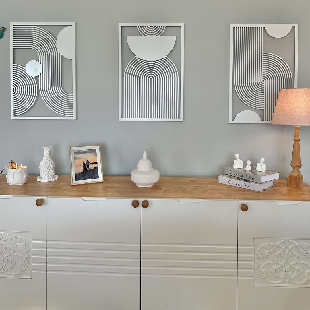 Mid Century Vertical Triple Set Metal Wall Decor
