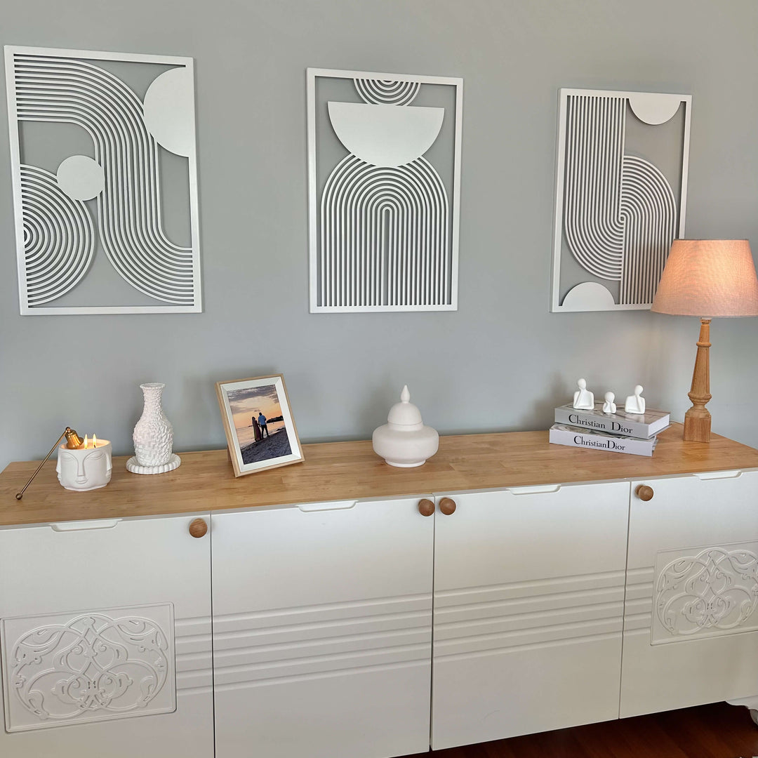 Mid Century Vertical Triple Set Metal Wall Decor