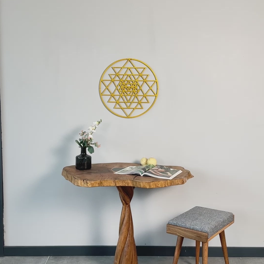 Sri Yantra Circular Metal Wall Art - Metal Wall Decor