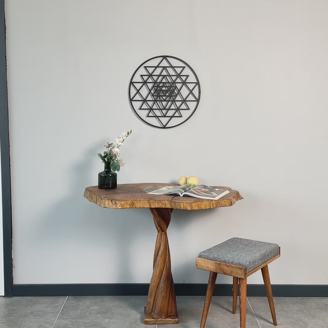 Sri Yantra Circular Metal Wall Art - Metal Wall Decor