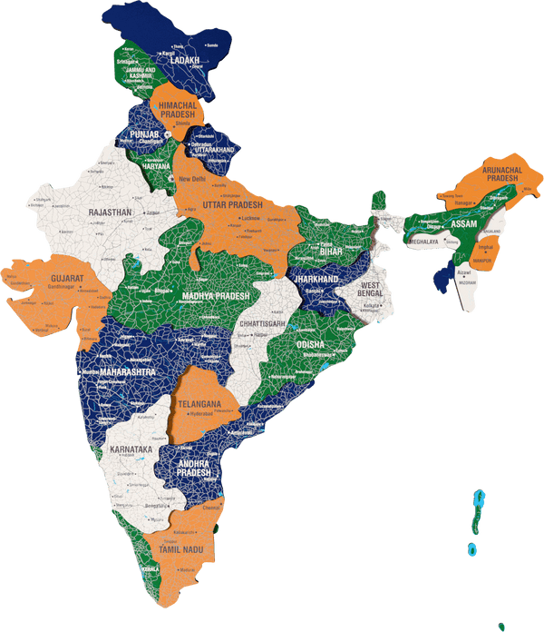 India Wooden Wall Map - 3D UV Printed Wall Art — size shown to scale on a 4.2 metre wall