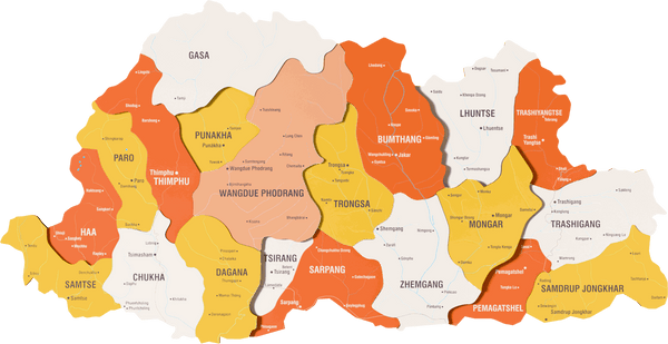 Bhutan Wooden Wall Map - 3D UV Printed Wall Art — size shown to scale on a 4.2 metre wall