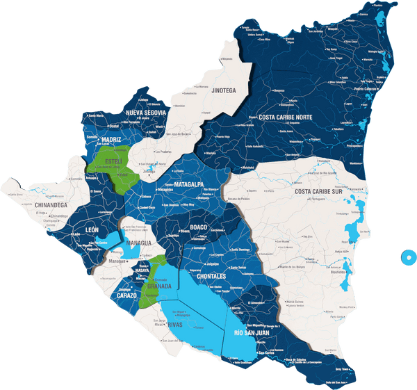 Nicaragua Wooden Wall Map - 3D UV Printed Wall Art — size shown to scale on a 4.2 metre wall