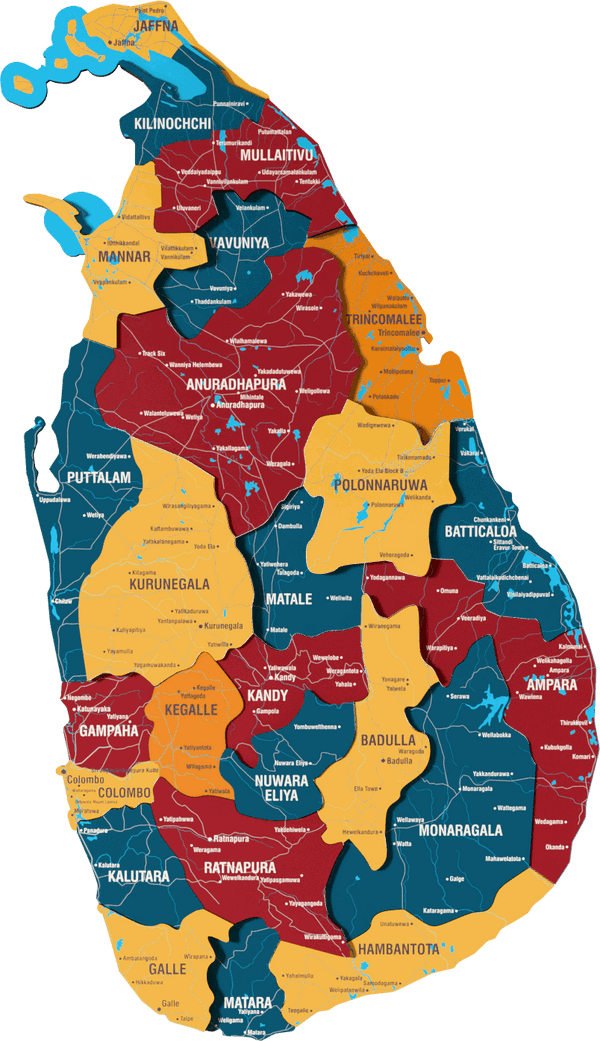 Sri Lanka Wooden Wall Map - 3D UV Printed Wall Art — size shown to scale on a 4.2 metre wall