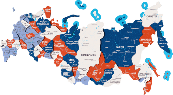 Russia Wooden Wall Map - 3D UV Printed Wall Art — size shown to scale on a 4.2 metre wall
