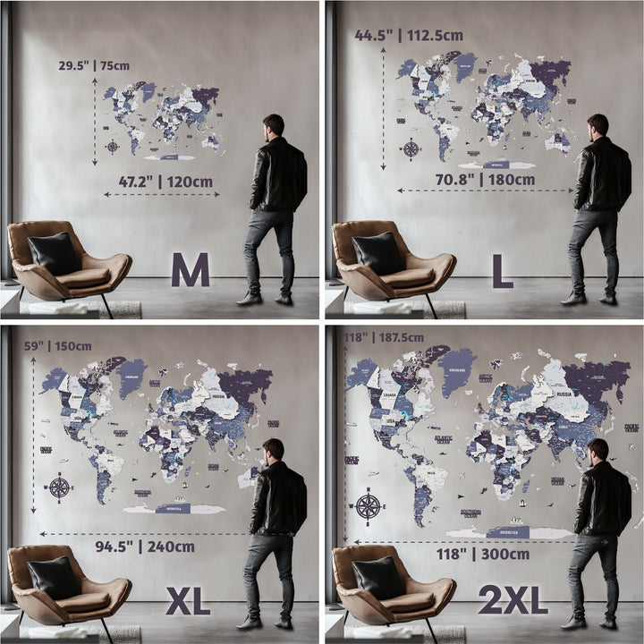 Wooden World Map for Wall - 3D Art & Vibrant Colors (Nimbus)