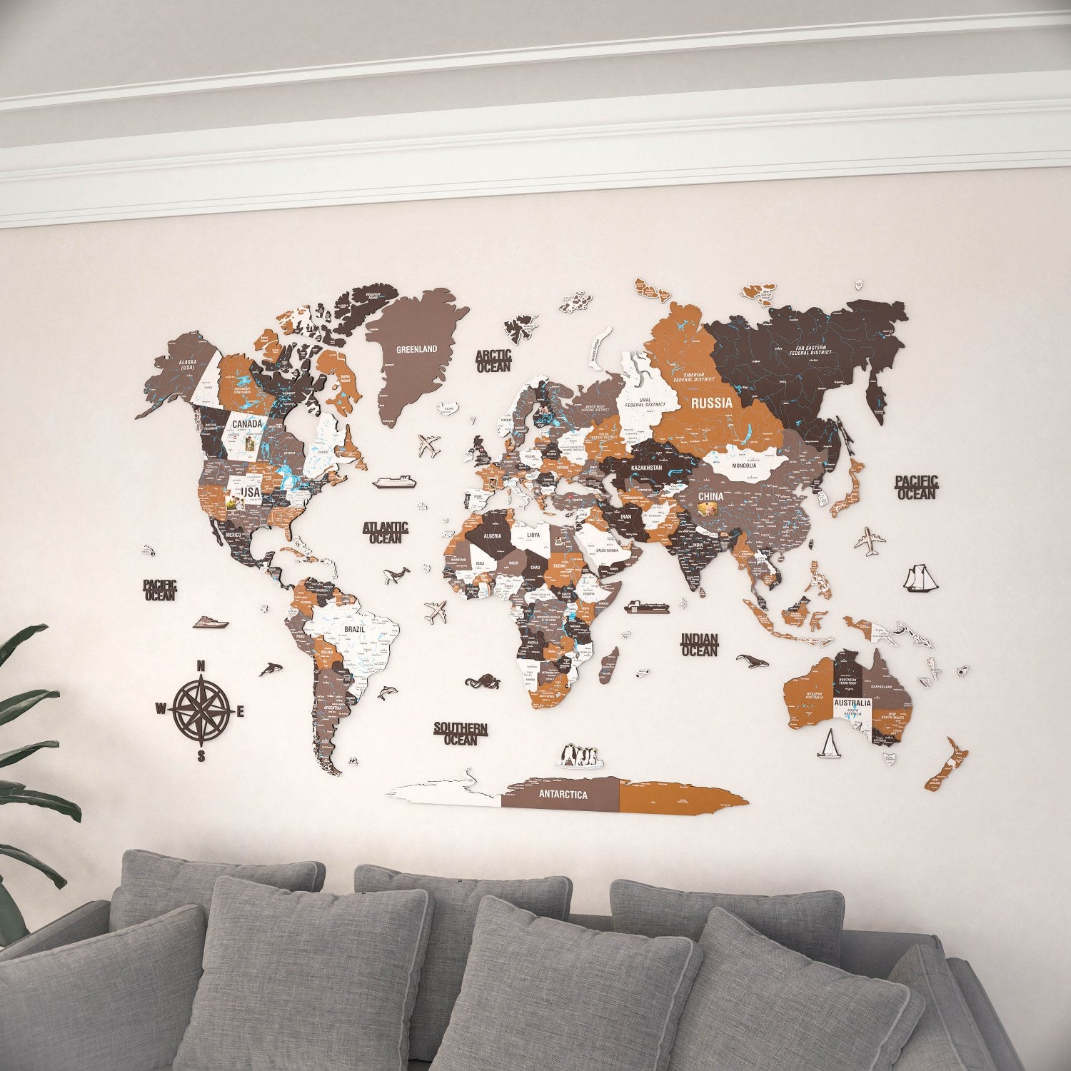 H23K24 KARE MONDO モンド デスク 世界地図 ワールドマップ wooden-world-wall-map-soil-3d-