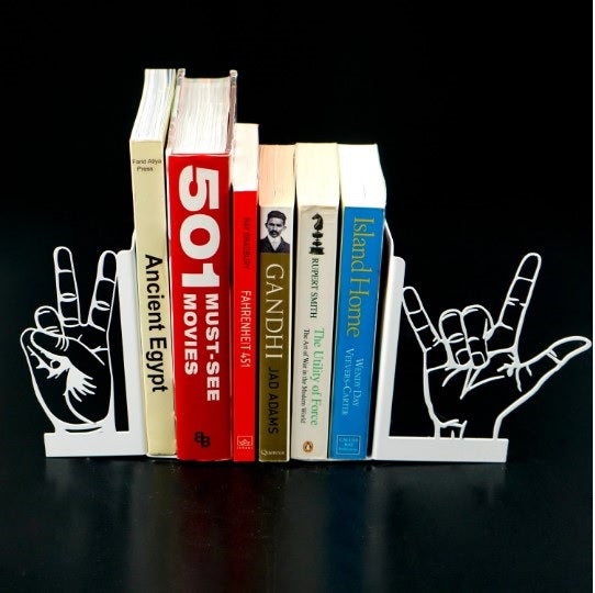 metal-bookend-victory-and-love-sign-functional-and-decorative-table-accessory-black-gold-silver-copper-table-accessories-colorfullworlds