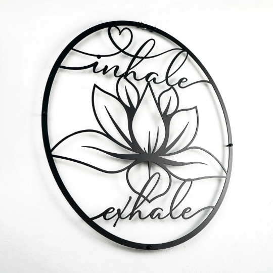 inhale-exhale-with-lotus-circular-metal-wall-decor-metal-home-decor-wall-art-black-gold-silver-copper-colorfullworlds