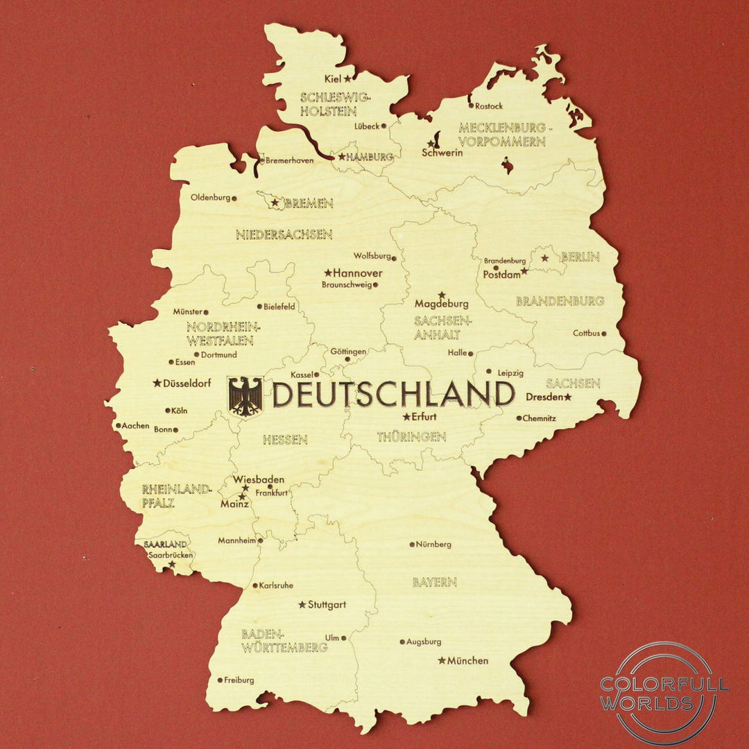 2D Wooden Germany (Deutschland) Map Light Brown