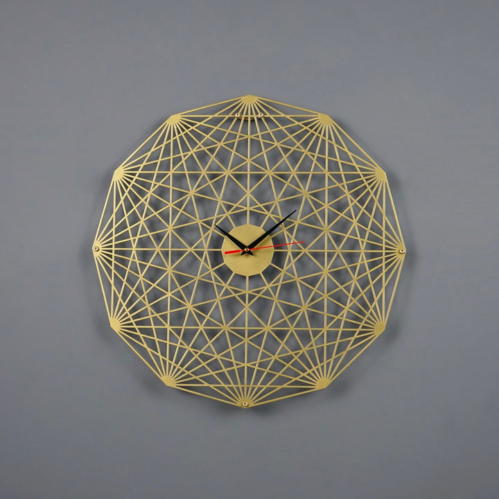 dodecagon-tesseract-diagonal-polygon-metal-wall-clock-geometric-office-decor-timepiece-colorfullworlds