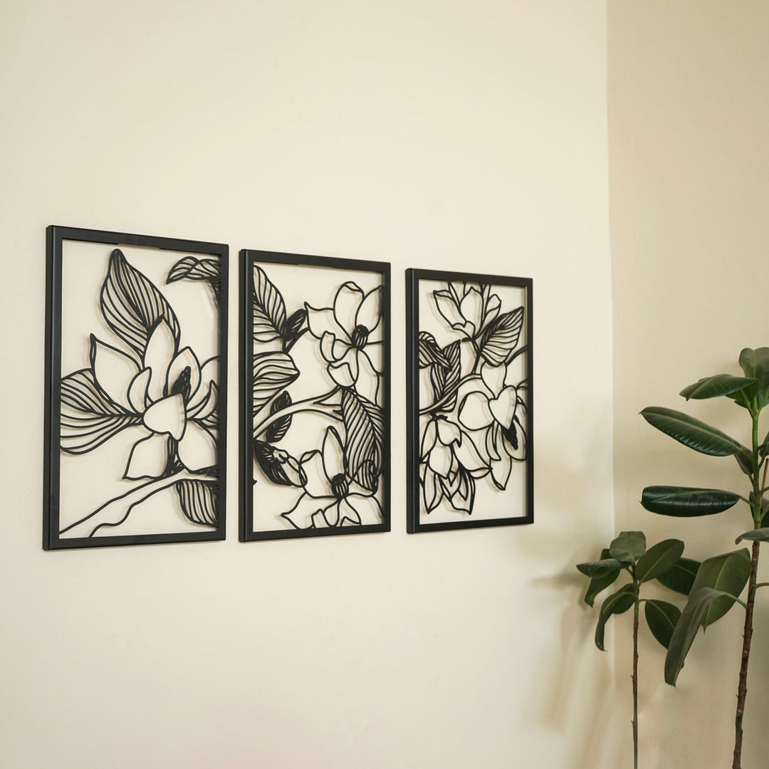 metal-wall-decors-metal-wall-table-triple-orchid-flowers-set-adding-a-touch-of-floral-elegance-to-your-home-or-office-decor-colorfullworlds