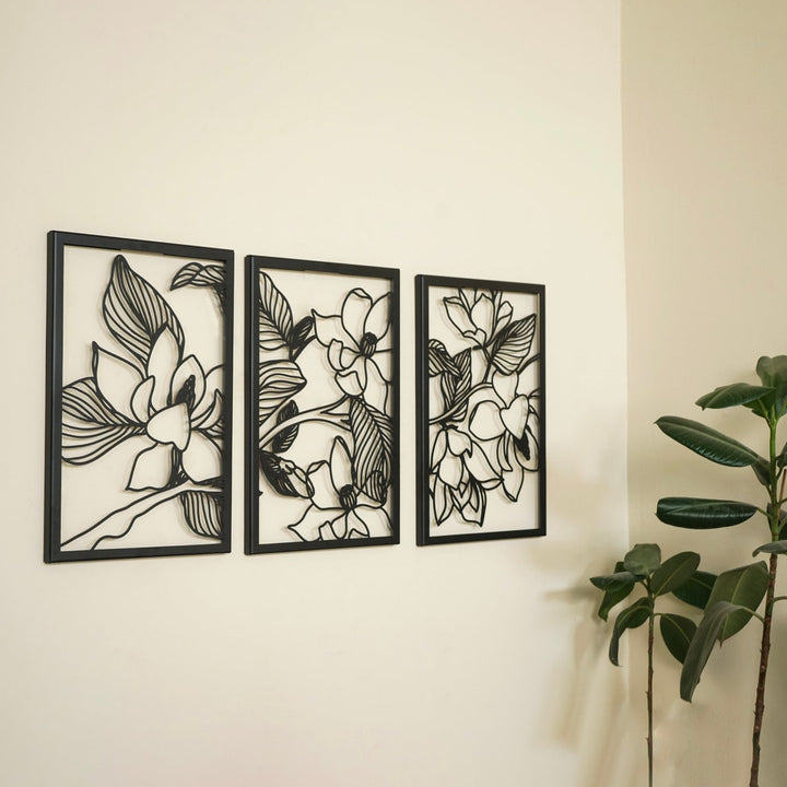metal-wall-decors-metal-wall-table-triple-orchid-flowers-set-adding-a-touch-of-floral-elegance-to-your-home-or-office-decor-colorfullworlds