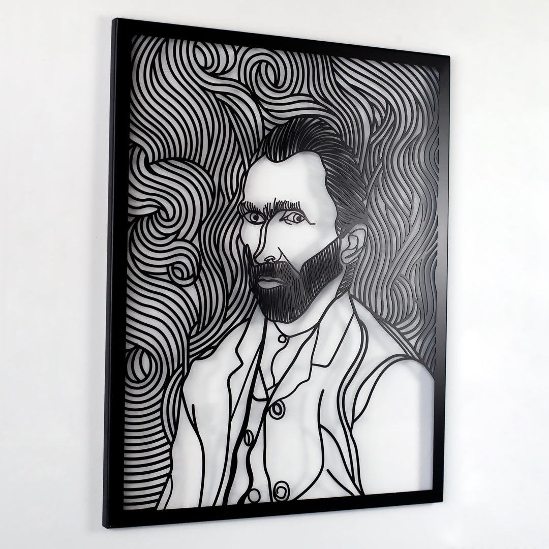 self-portrait-by-van-gogh-metal-wall-decor-metal-home-decor-black-gold-silver-copper-finish-colorful-worlds