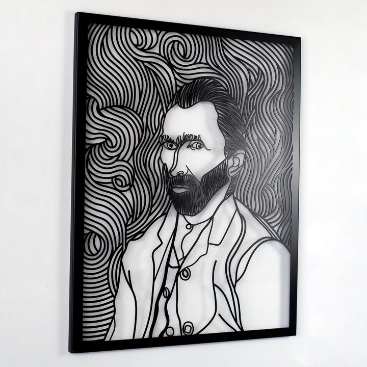 self-portrait-by-van-gogh-metal-wall-decor-metal-home-decor-black-gold-silver-copper-finish-colorful-worlds