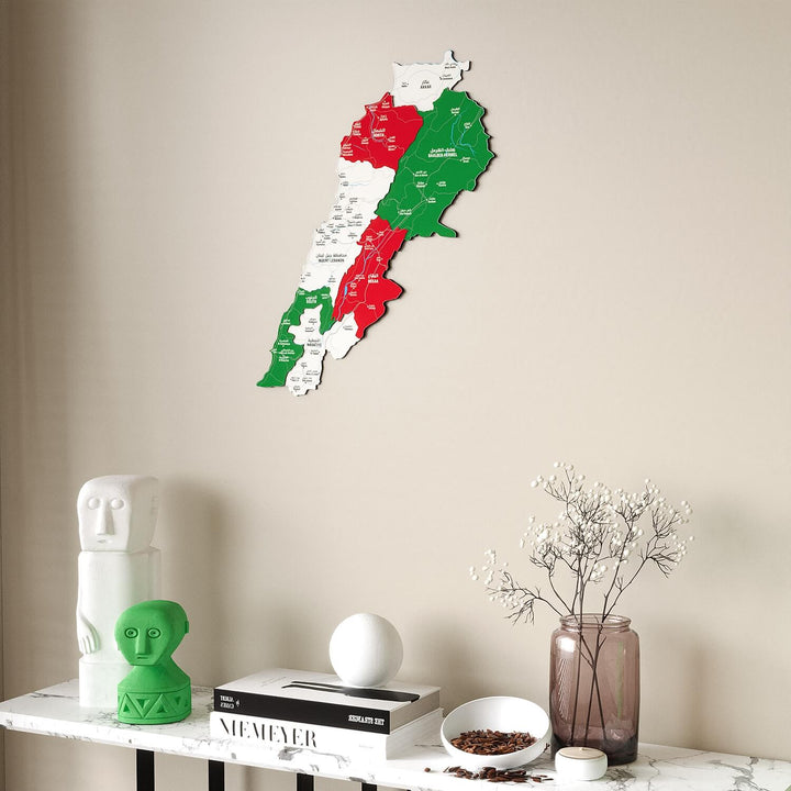 Lebanon Wooden Wall Map Colorful Flag Edition Decor