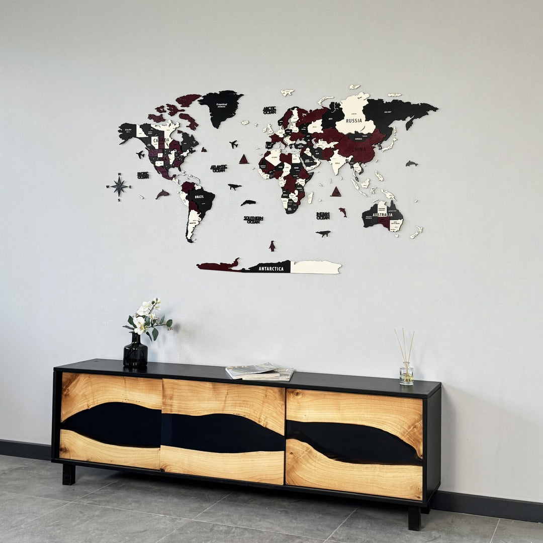 vibrant-3d-wooden-world-map-burgundy-multilayer-multicolor-office-art-colorfullworlds