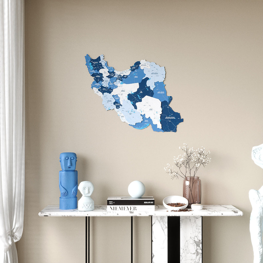 Iran Wooden Wall Map Colorful Flag Edition Decor