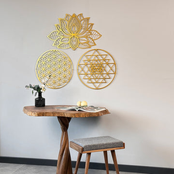mandala-sri-yantra-flower-of-life-triple-set-metal-wall-art-decor-geometric-precision-home-colorfullworlds