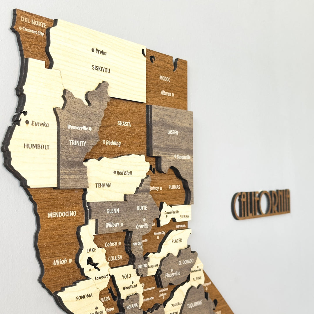 California Mapwrap Buy 3D Wooden Wall Map Of California - Colorfullworlds