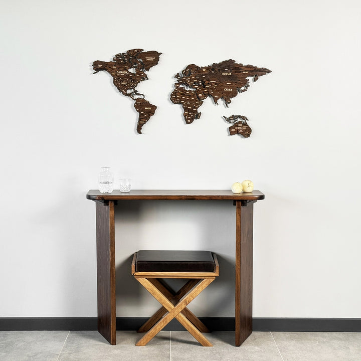 assembled-3d-wooden-multilayered-world-map-on-metal-base-colored-dark-brown-striking-wall-art-colorfullworlds