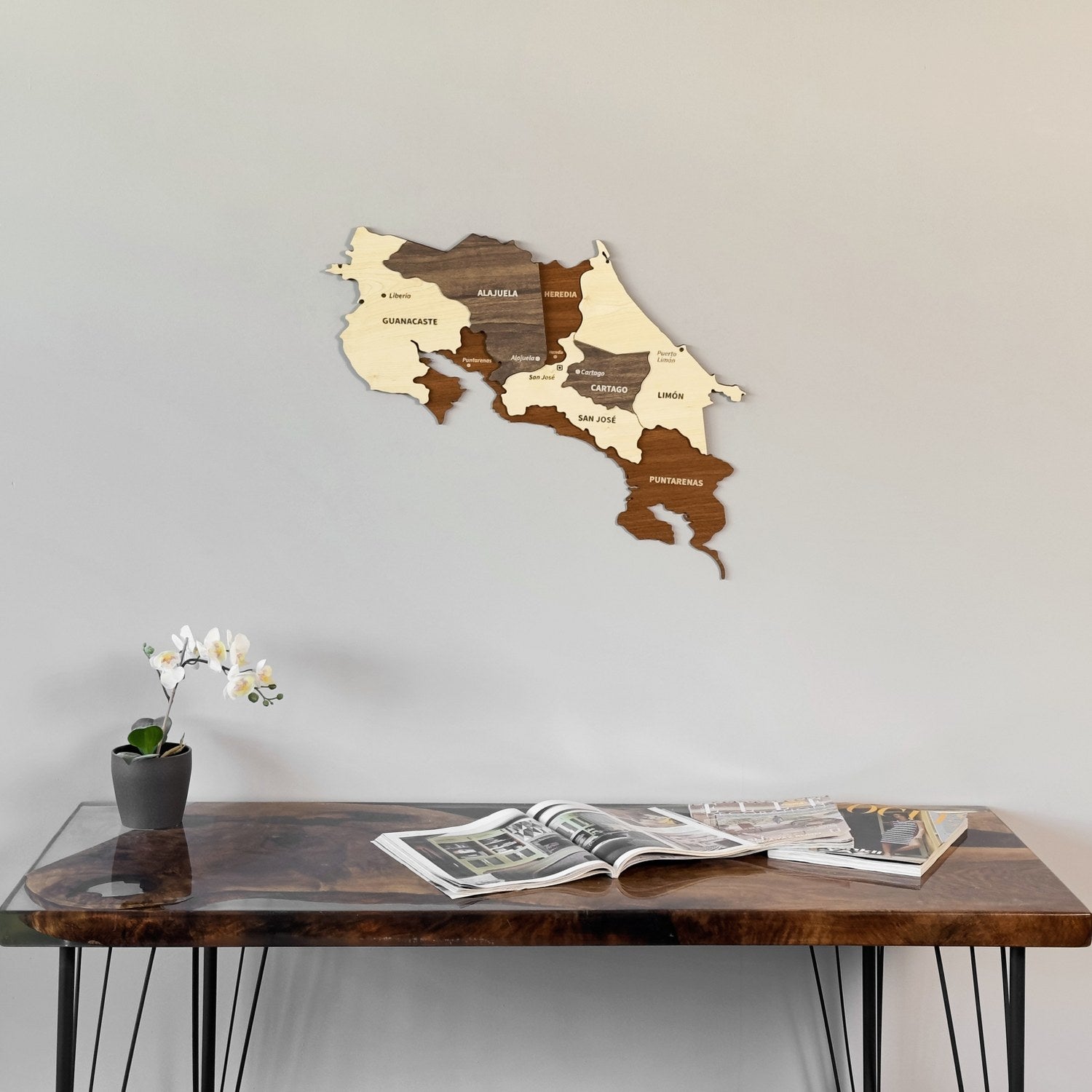Map of Costa Rica - Wood Wall Art Decor – ColorfullWorlds