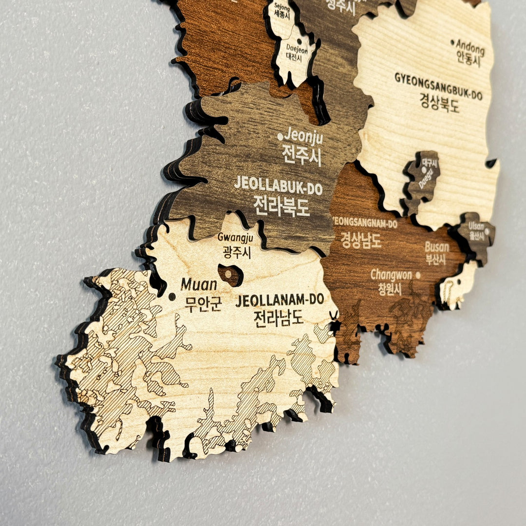 wooden-map-of-north-and-south-korea-3d-and-multicolor-wood-art-detailed-view-colorfullworlds