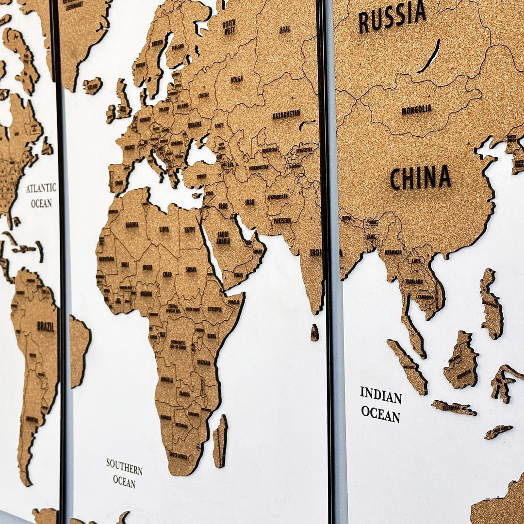 World Map Push Pin Modern Wall Art Cork World Map on Board A Perfect Gift for Travelers