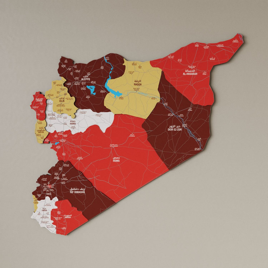Syrian Wooden Wall Map 3D Art Decor