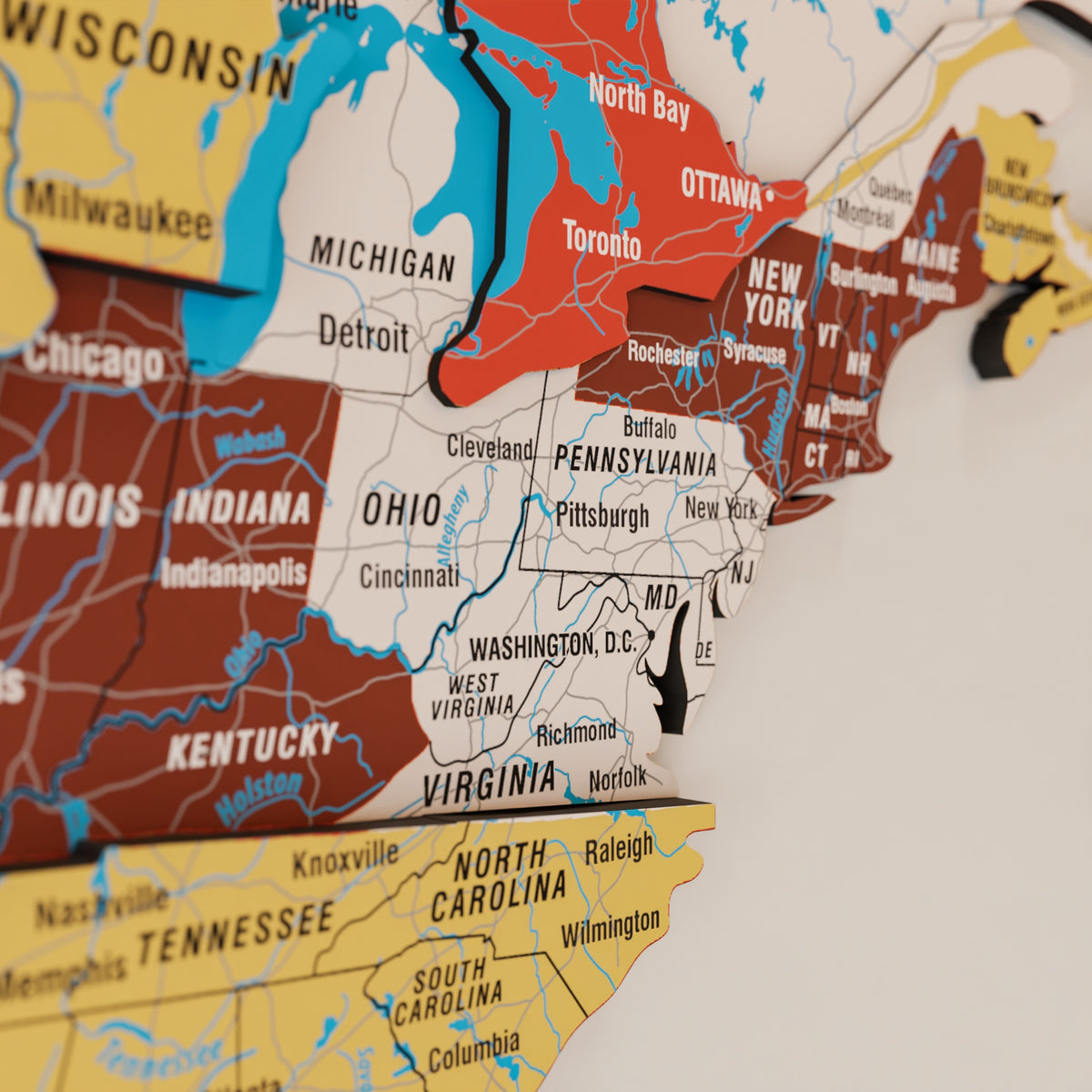 Every country named. Rivers, cities, currents.