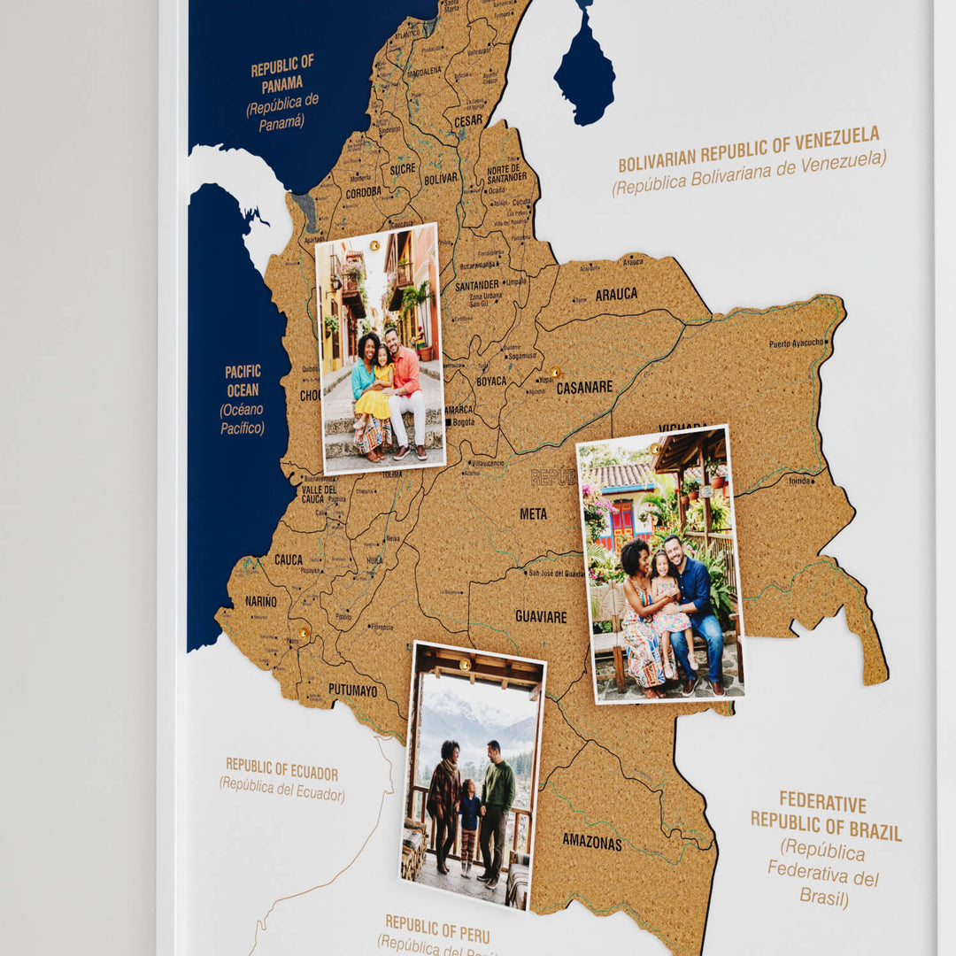 Framed Colombia Cork Map Wall Decor