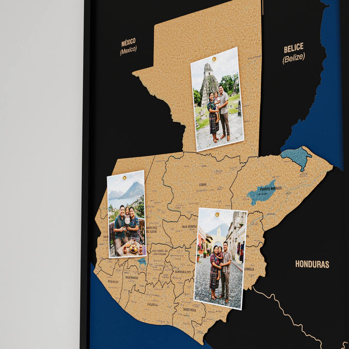 Framed Guatemala Cork Wall Map Decor