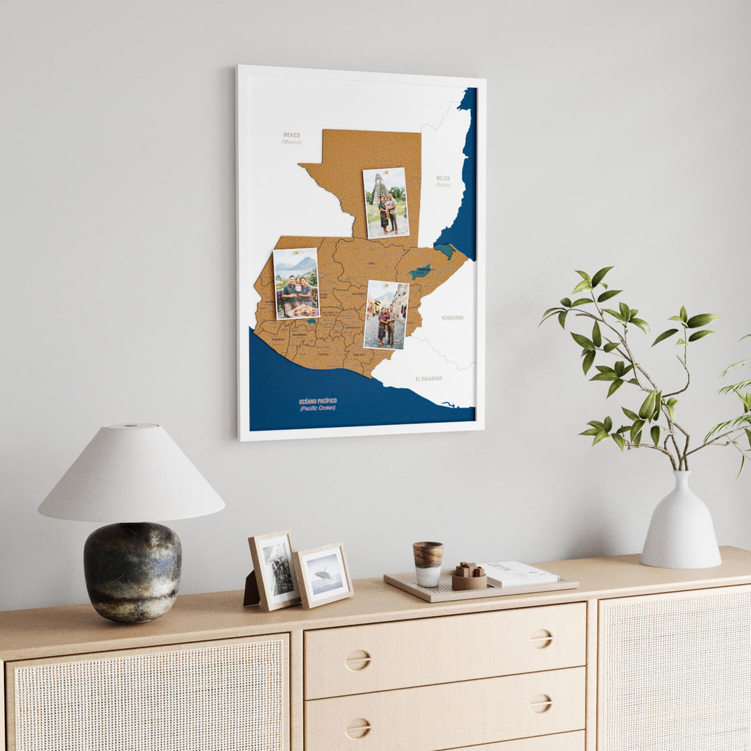 Framed Guatemala Cork Wall Map Decor