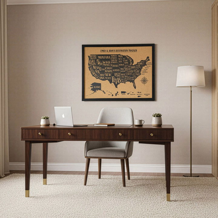 Personalized USA Travel Cork Map – Destination Tracker