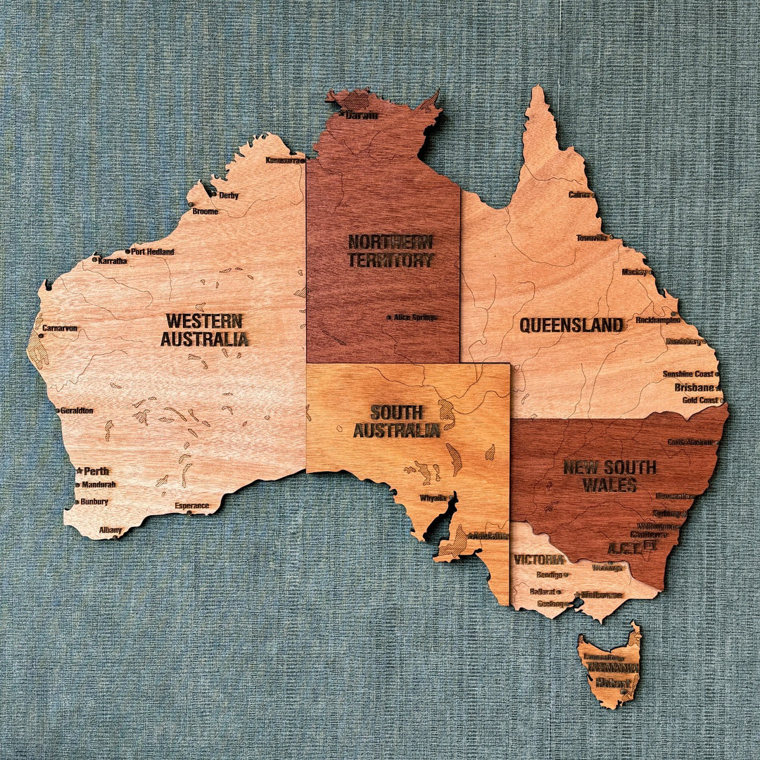 Timber Map Wooden Map of Australia Wall Art, Plywood