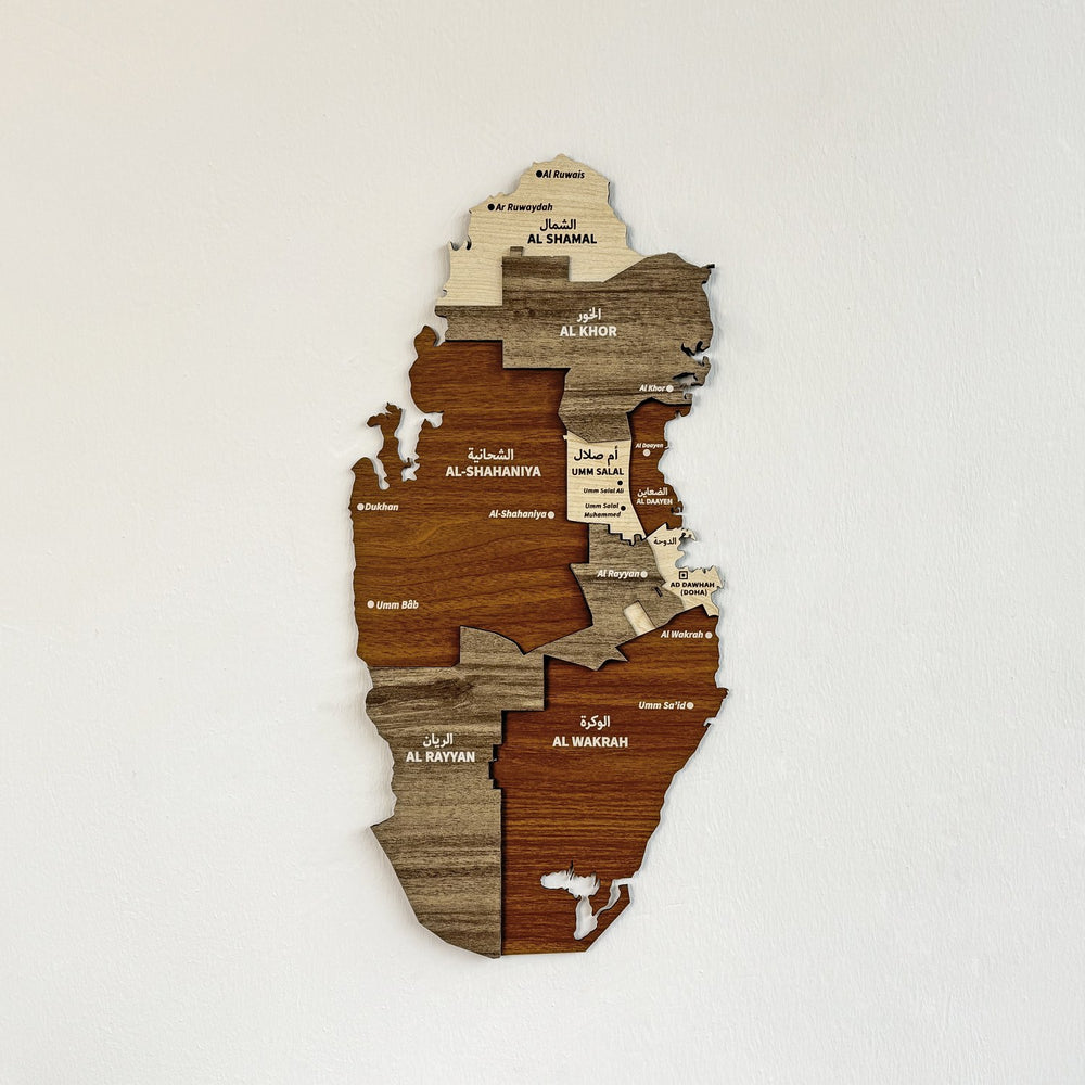wooden-wall-map-of-qatar-3d-and-multicolor-home-and-office-decor-artistic-design-colorfullworlds