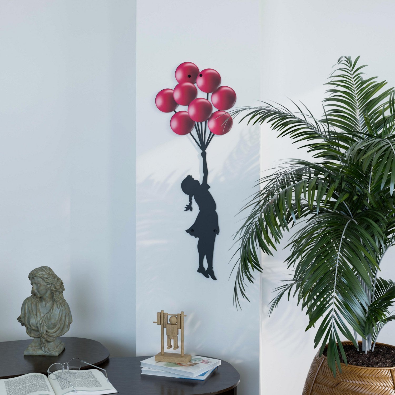 Banksy Metal Wall Art: Girl with Balloons