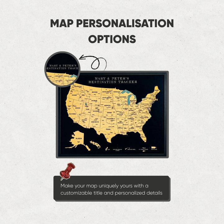 Framed Cork Map of the USA – Interactive Travel Pin Board
